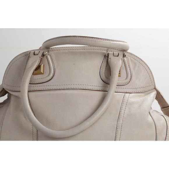 Vintage GIVENCHY Cream Leather Detachable Shoulder Strap Satchel Bag - Picture 4 of 15
